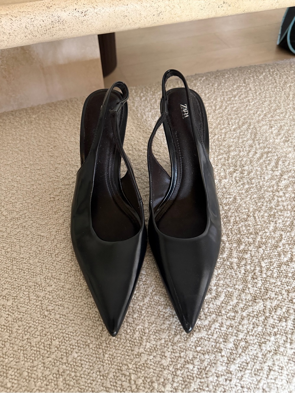 Zara Black Pointed Slingback Heels